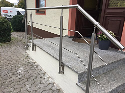 Geländer Edelstahl Außen bis 250 cm Komplett Set | Treppengeländer wandmontage Eingangsgeländer 50+150+50 von Bayram