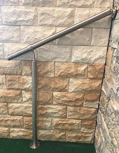 Geländer Edelstahl Außen & Innen Komplett Set | Treppengeländer bodenmontage Bausatz | Wandhandlauf für Treppenhaus Edelstahl-Handlauf (150 cm) von Bayram
