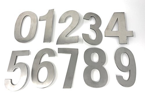 Hausnummer Edelstahl 130mm | verschiedene Zahlen Rostfrei | Hausschild mit Ziffern 0 1 2 3 4 5 6 7 8 9 | V2A große Tür-Schilder gebürstet Hausnummernschild | Bayram® (Nr. 4) von Bayram