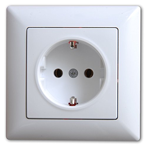 Steckdose Schuko Unterputz Weiss Komplett mit Rahmen (2 Stck) von Bayram