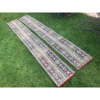 Paar Oushak Treppenstufen Patchwork Türkisch Teppich Läufer | 1, 4 X 2, 7 cm von Bayramcraft