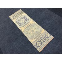 Vintage Oushak Teppich Läufer Pastellfarbener Läufer | 50x160cm von Bayramcraft