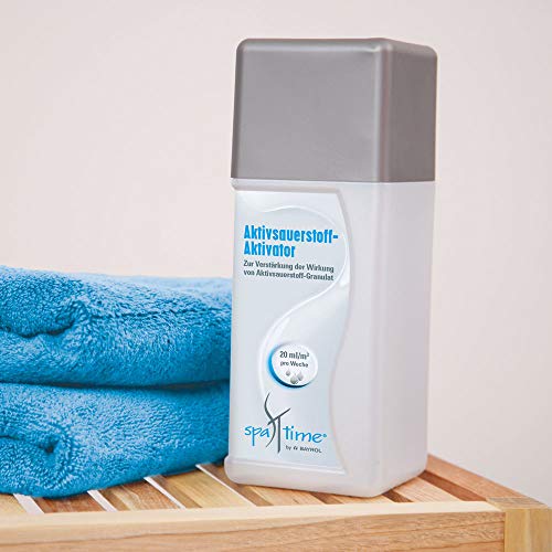SpaTime by BAYROL Aktivsauerstoff-Aktivator 1,0 L -zur chlorfreien Wasserpflege mit Aktivsauerstoff- unterstützt und verstärkt die Wirkung von Aktivsauerstoff-Granulat - schaumfrei und pH-neutral von Bayrol
