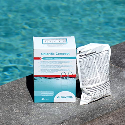 BAYROL Chlorifix Compact - Schnell lösliches Chlorgranulat mit sehr hohem Aktivchlor Gehalt - organisch - 3 Beutel - 1,2 kg - 20 m³ BAYROL Chlorifix Compact - Schnell lösliches Chlorgranulat mit sehr hohem Aktivchlor Gehalt - organisch - 3 Beutel - 1,2 kg - 20 m³ von Bayrol
