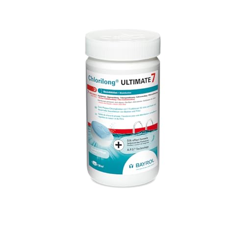 BAYROL Chlorilong ULTIMATE 7 - Pool Desinfektion - 7 in 1 Chlortabletten 300g, sehr hoher Aktivchlor Gehalt, langsam löslich - 1,2 kg von Bayrol