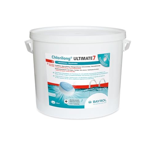 BAYROL Chlorilong ULTIMATE 7 - Pool Desinfektion - 7 in 1 Chlortabletten 300g, sehr hoher Aktivchlor Gehalt, langsam löslich - 10,2 kg von Bayrol