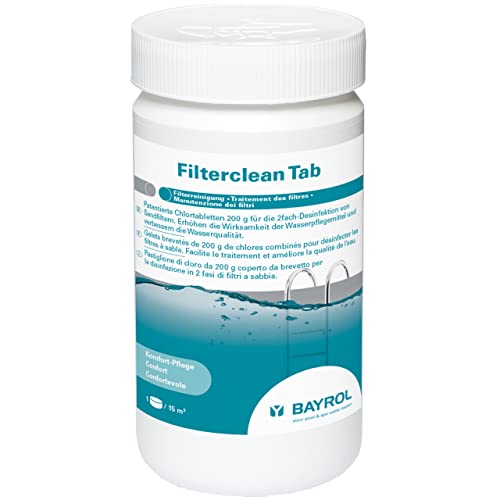 Bayrol Filterclean Tab 1 kg - Starkes Desinfektionsmittel für Filteranlagen mit Sand/Glas - Intensive Desinfektion des Filtermaterials - Filterreinigung und Filterdesinfektion, Weiss von Bayrol