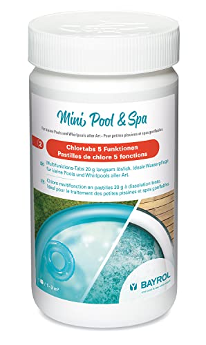 BAYROL Mini Pool&Spa Chlor Tabs 20g 5 Funkionen - Kleine Chlortabletten für Planschbecken, Whirlpool, Aufstellpool. Mini Chlortabletten für Pool - Chlortabs 20g von Bayrol