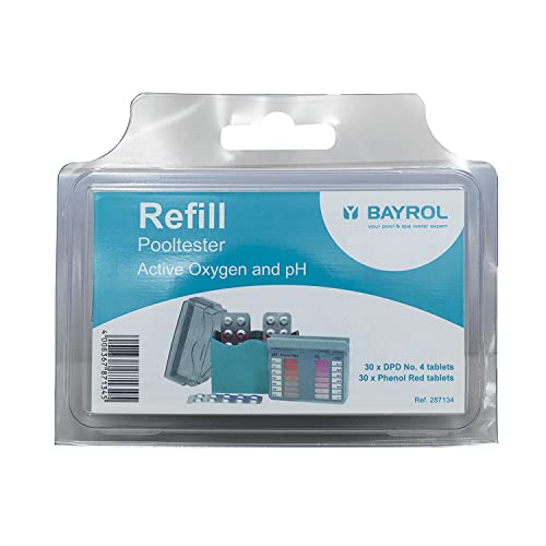BAYROL Tabletten Nachfüllpackung für manuellen Pooltester pH/O2 - 2 x 30 Tabletten Phenol Red & DPD No. 4 - pH-Wert & Aktivsauerstoff, 8.1 x 22.1 x 2.2 cm von Bayrol