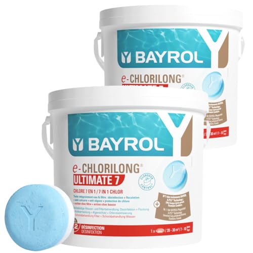 BAYROL e-Chlorilong® Ultimate 7-2 x 4,8kg - Zwei Phasen Chlortabletten für Pool mit 7 Funktionen - Optimale Desinfektion von Poolwasser & Filter - Chlor Pool Multitabs von Bayrol