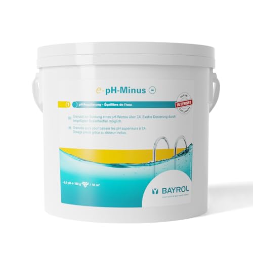 BAYROL e-pH-Minus Granulat 6 kg- senkt schnell & effektiv einen zu hohen pH Wert im Pool - einfache Dosierung direkt ins Wasser - enthält Dosierbecher - pH Senker - pH Regulierung Pool von Bayrol