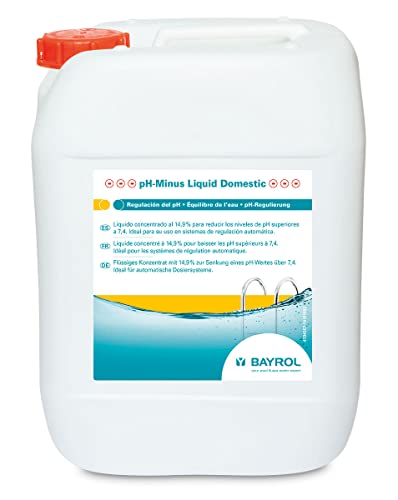 BAYROL pH-Minus Liquid Domestic 10 L - Flüssiges Konzentrat zur Senkung eines pH-Wertes über 7,4 - senkt den pH-Wert des Poolwassers - besonders hohe Reinheit Weiss von Bayrol