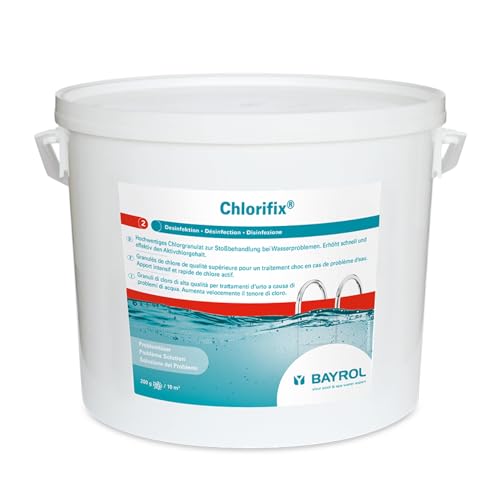 BAYROL Chlorifix 10 kg - Chlorgranulat Pool zur Schockchlorung bei Wasserproblemen, trübes Wasser, Algen im Pool - schnelllöslich - Chlor Granulat Pool - Algenvernichter BAYROL Chlorifix 10 kg - Chlorgranulat Pool zur Schockchlorung bei Wasserproblemen, trübes Wasser, Algen im Pool - schnelllöslich - Chlor Granulat Pool - Algenvernichter von Bayrol