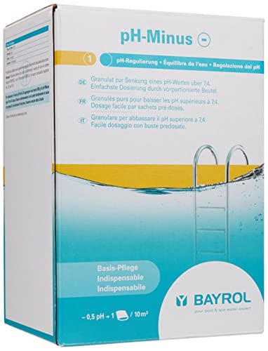 BAYROL pH-Minus Granulat 2kg - Granulat zur pH-Wert-Korrektur - Senker für Pool & Whirlpool - 4 x 500 g Dosierbeutel - einfache Dosierung - für die pH-Regulierung - leichtlöslich von Bayrol
