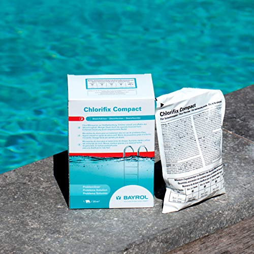 Bayrol Chlorifix Compact 1,2 kg - Hochwertiges Chlorgranulat - vorportionierte Beutel zur Stoßbehandlung & Schnelldesinfektion bei Wasserproblemen im Pool - schnelle Hebung des Aktivchlorgehalts von Bayrol