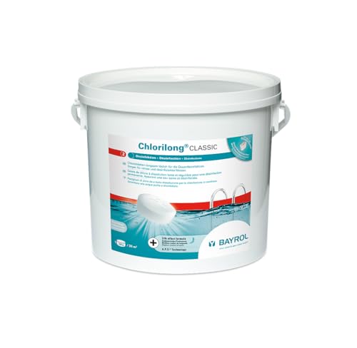 BAYROL Chlorilong CLASSIC - Pool Desinfektion - Chlortabletten 250g, sehr hoher Aktivchlor Gehalt, langsam löslich - 5 kg von Bayrol