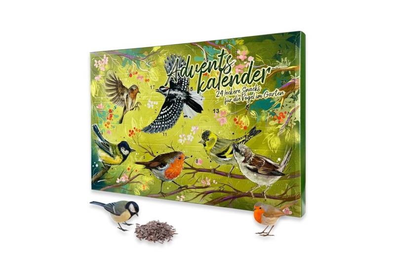 Baza House of Seeds Adventskalender Vogelfutter Adventskalender 2025 – 24 Leckereien für Vögel, Herzförmige Körnermischungen, geschälte Erdnüsse & Sonnenblumenkerne von Baza House of Seeds