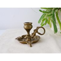 Distel Kerzenhalter Messing Kerzenständer Vintage Jugendstil Scotish Massiver Blatt von BazaarVintageStore