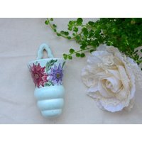 Keramik Wandtasche Hängesalz Vase Türkis Blau Küche Wand Dekor Behälter Blumenfach von BazaarVintageStore