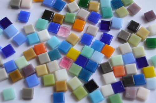 100 St. Mini Mosaik Buntmix 8x8mm 40 Farben ca. 50g. von Bazare Masud e.K.