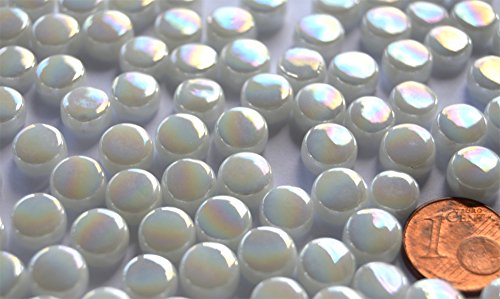40g Mini Mosaiksteine weiß irisierend rund 8mm ca. 90-100 St. von Bazare Masud e.K.