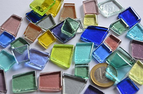 100g Glas Mosaiksteine unregelm. transparent bunt ca. 40 St. von Bazare Masud e.K.