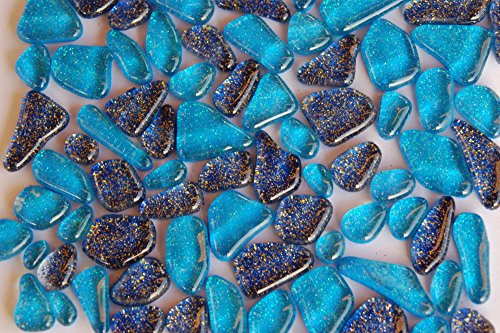 100g Soft-Glas Mosaiksteine unregelmäßig Glitzer Mosaik Glitter (Blaumix) von Bazare Masud e.K.