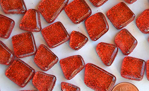 100g Soft-Glas Mosaiksteine unregelmäßig Glitzer Mosaik Glitter (Rot) von Bazare Masud e.K.