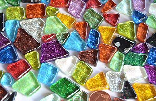 100g Soft-Glas Mosaiksteine unregelmäßig Glitzer Mosaik Glitter( Buntmix) von Bazare Masud e.K.