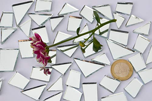 105g Spiegel- Mosaiksteine Formen-Mix 15-35mm silber, Spiegelmosaik, ca. 48 St. Spiegelsteine von Bazare Masud e.K.