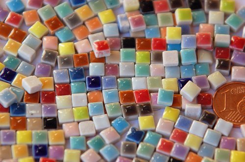 20g Mini Mosaiksteine keramik bunt ca. 35 Farben a 5x5mm glänzend ca. 120-150 Stück von Bazare Masud e.K.