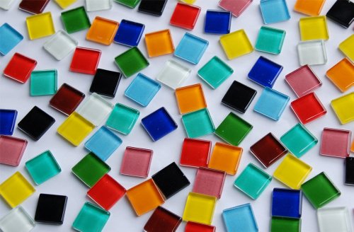 200g Crystal Mosaiksteine (Soft Glas) Mixbunt 2x2 cm ca. 50 Stück von Bazare Masud e.K.