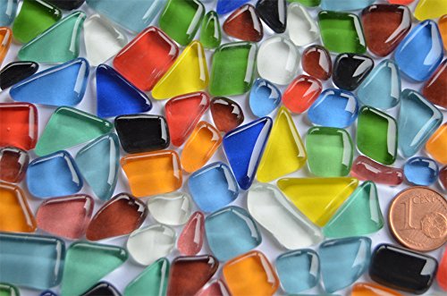 200g Soft Glas-Mosaiksteine unregelmäßig (Polygonal) glänzend, nicht lichtdurchlässig (Buntmix) von Bazare Masud e.K.