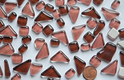 200g Soft Glas-Mosaiksteine unregelmäßig (Polygonal) glänzend, nicht lichtdurchlässig (Mix-braun-rosa) von Bazare Masud e.K.