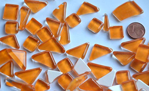 200g Soft Glas-Mosaiksteine unregelmäßig (Polygonal) glänzend, nicht lichtdurchlässig (Orange) von Bazare Masud e.K.
