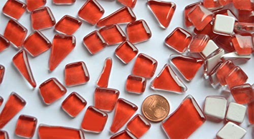 200g Soft Glas-Mosaiksteine unregelmäßig (Polygonal) glänzend, nicht lichtdurchlässig (Rot) von Bazare Masud e.K.