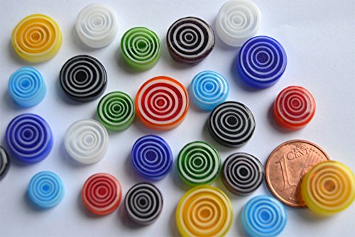 20g Millefiori Glas Mosaiksteine rund bunt Spirale 7-12mm,ca.20 Stück von Bazare Masud e.K.