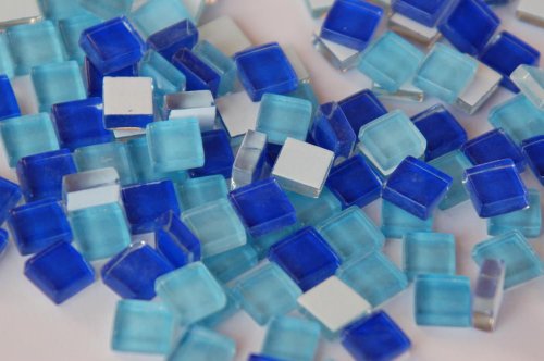 220 Stück Glas Mosaiksteine (Soft-Glas) 1x1cm Blaumix ca. 180g von Bazare Masud e.K.