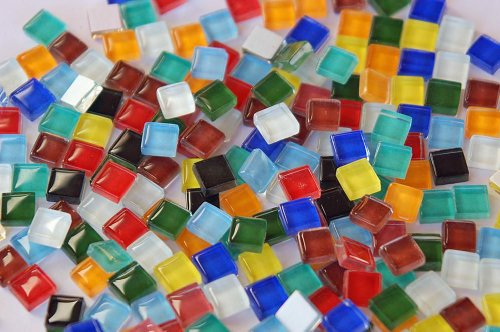 220 Stück Glas Mosaiksteine (Soft-Glas) 1x1cm Buntmix ca. 180g von Bazare Masud e.K.