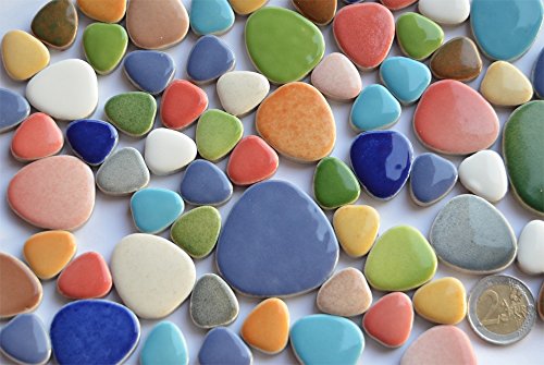 300 Gramm Pebbles Mosaiksteine aus Keramik glänzend Mix bunt ca. 60 Stück von Bazare Masud e.K.