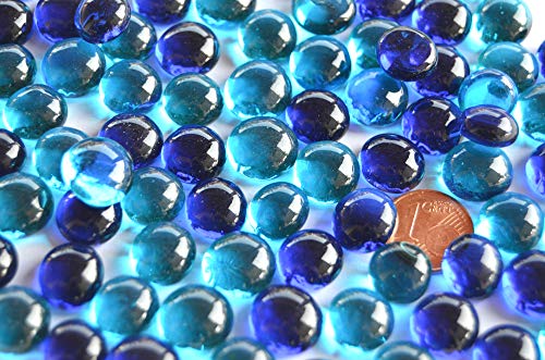 70g Mini Glasnuggets 10-12mm Muggelsteine ca. 50 Stück Glassteine Dekosteine (Blaumix) von Bazare Masud e.K.
