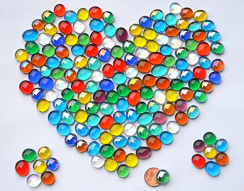 Bazare Masud e.K. 80g (ca. 55 St.) Kleine Muggelsteine 9-12mm bunt-Mix durchsichtig Glasnuggets, Glassteine teilweise schillernd von Bazare Masud e.K.