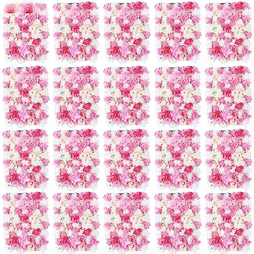 Bazargame 20 Stück Künstliche Blumenwand Rosenwand DIY Hochzeit Straße Hintergrund Kunstblumen Seidenblumen Romantische Deko Für Hochzeit Party 40 * 60cm (Rosa) von Bazargame