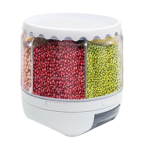 Bazargame 6 Gitter Reisspender Müslispender 360° Drehbarer Lebensmittelspender Platzsparend Feuchtigkeitsbeständiger Cornflakes Spender für Müsli Cornflakes Cerealien (5L) von Bazargame