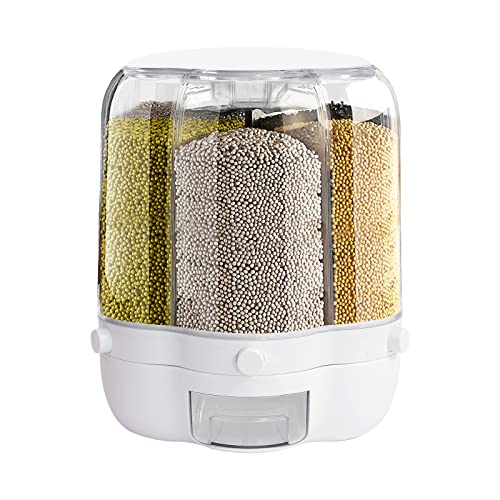 Bazargame 6 IN 1 Müslispender Getreidespender 360 ° Rotierende Lebensmittelspender Cornflakes Spender Reisbehälter Lagerung Aufbewahrungsbox Für Küche Große 12.5KG von Bazargame