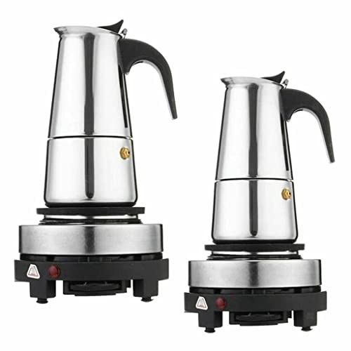 Bazargame Elektrische Kaffeemaschine Espressokocher Edelstahl 200ml/300 ml Espressomaschine Mokka Espresso Kanne Elektroherd (300ML) von Bazargame