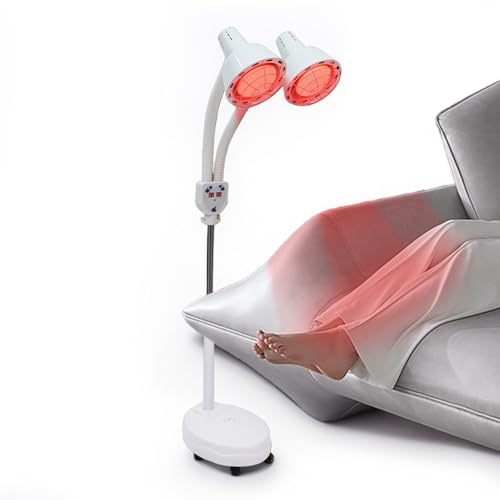 Bazargame Infrarotlampe Doppelkopf Infrarot Lampe Ständer Wärmelampe 360°-Drehung Rotlichtlampe Infrarot-Wärmelampe Für Behandlung Muskelentspannung Salon Massage von Bazargame