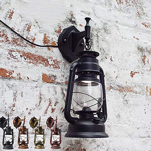 Bazargame Retro Außenleuchte Wandleuchte Gartenlaterne Vintage Rustikale Laterne Lampe Flure Leuchte Außenlampe Beleuchtung Industriell Licht Dekor Lampe 24 * 15CM (Schwarz) von Bazargame