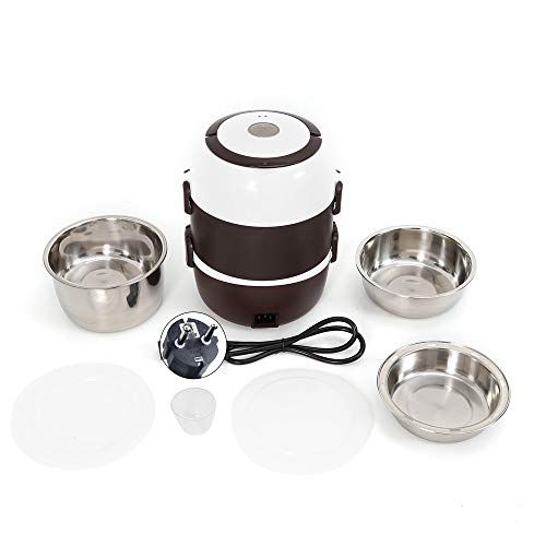 Elektrische Lunch Box Tragbare Speisenwärmer 3 Schichten 2L Mini Mikrowelle Multifunktionale Dampfgarer Beheizte Lunchbox von Bazargame