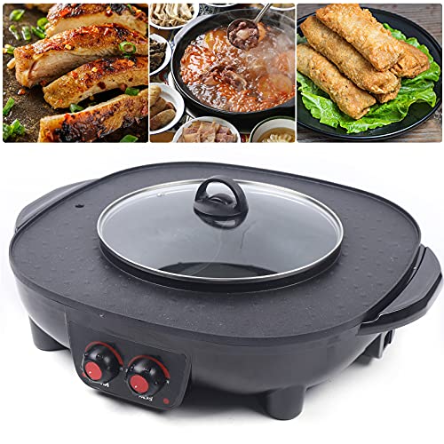 Elektrischer Hot Pot Grill Küche 2 In 1 Multifunktions BBQ Hot Pot Ofen Antihaft-Rauchloser Grillpfanne Elektrische Topf GrillpfanneGeeignet für 5-6 Personen von Bazargame